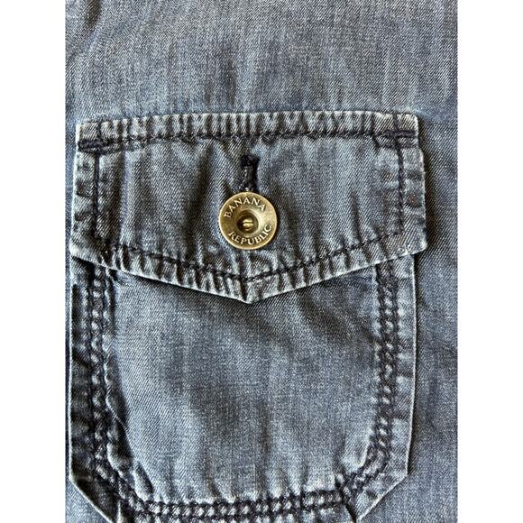 Banana Republic Shirt women S Chambray Denim Button Up Western Cowboy Jean - Picture 8 of 12
